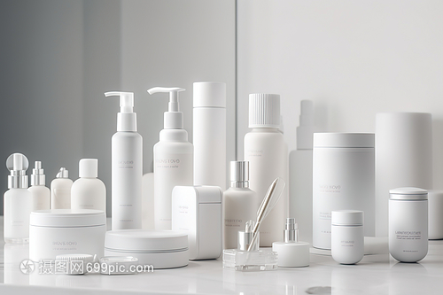 白色護膚品瓶子的數(shù)字藝術(shù) 美學(xué)與科技的完美融合